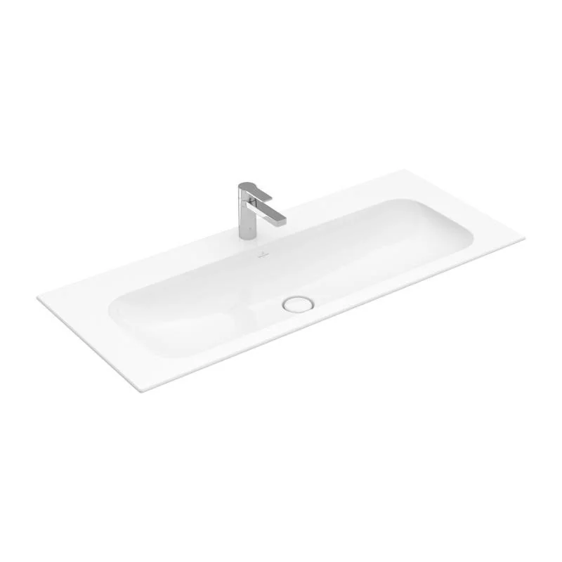 Раковина, Villeroy&Boch, Finion, шгв 1200*500*100, отверстия для смесителя-1 сквозное, 2 промаркированных, CeramicPlus, цвет-камень белый
