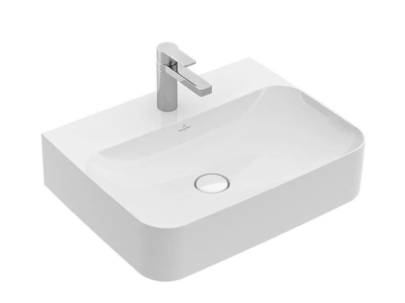 Раковина, Villeroy&Boch, Finion, шгв 600*470*125, отверстия для смесителя-1 сквозное, 2 промаркированных, CeramicPlus, цвет-камень белый