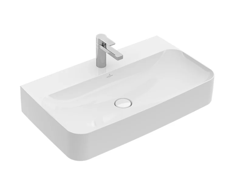 Раковина, Villeroy&Boch, Finion, шг 800*470, отверстия для смесителя-1 сквозное, 2 промаркированных, CeramicPlus, цвет-альпийский белый