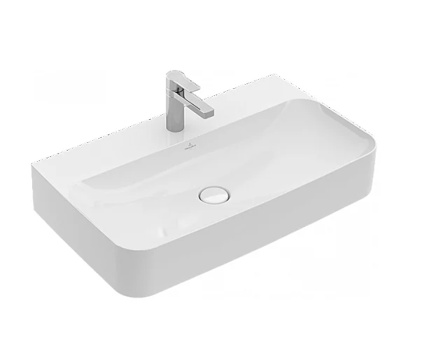 Раковина, Villeroy&Boch, Finion, шгв 800*470*105, отверстия для смесителя-1 сквозное, 2 промаркированных, CeramicPlus, цвет-альпийский белый