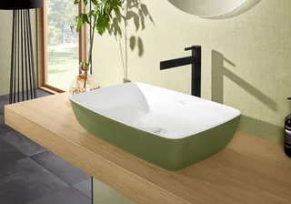 Раковина, Villeroy&Boch, Artis, шгв 580*385*130, отверстия для смесителя-отсутствуют, цвет снаружи/внутри-Sage Green/белый — иконка