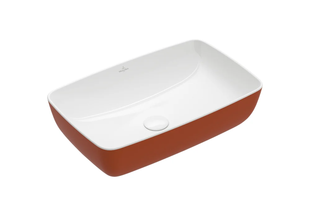 Раковина, Villeroy&Boch, Artis, шгв 580*385*130, отверстия для смесителя-отсутствуют, цвет снаружи/внутри-Rust/белый