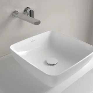 Раковина, Villeroy&Boch, Artis, шгв 410*410*130, отверстия для смесителя-отсутствуют, CeramicPlus, цвет-камень белый