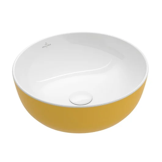 Раковина, Villeroy&Boch, Artis, шгв 430*430*130, отверстия для смесителя-отсутствуют, цвет снаружи/внутри-Indian Summer/белый