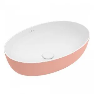 Раковина, Villeroy&Boch, Artis, шгв 610*410*130, отверстия для смесителя-отсутствуют, цвет снаружи/внутри-Powder/белый