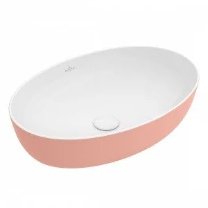 Раковина, Villeroy&Boch, Artis, шгв 610*410*130, отверстия для смесителя-отсутствуют, цвет снаружи/внутри-Powder/белый
