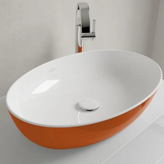 Раковина, Villeroy&Boch, Artis, шгв 610*410*130, отверстия для смесителя-отсутствуют, цвет снаружи/внутри-Rust/белый