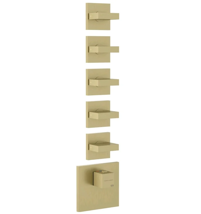 Смеситель для душа, Gessi, на 5 потребителей, цвет-Brushed Brass PVD