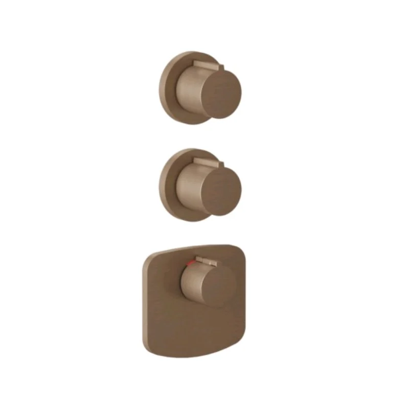 Смеситель для душа, Gessi, на 2 потребителя, цвет-Copper Brushed PVD