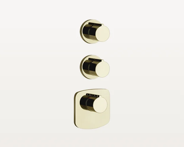 Смеситель для душа, Gessi, на 2 потребителя, цвет-Brass PVD