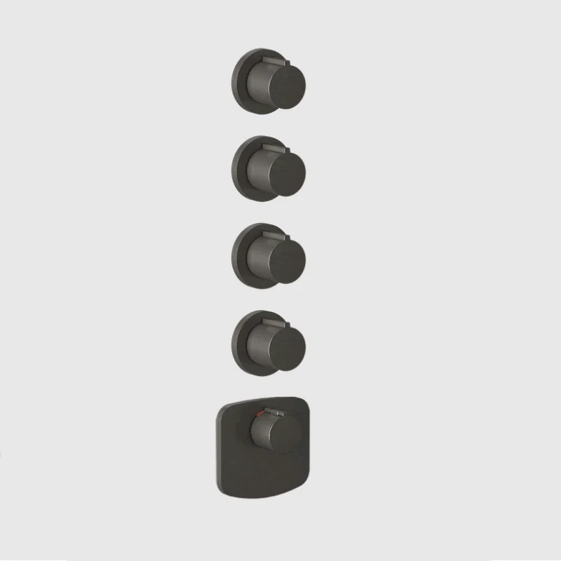 Смеситель для душа, Gessi, на 4 потребителя, цвет-Black Metal Brushed PVD