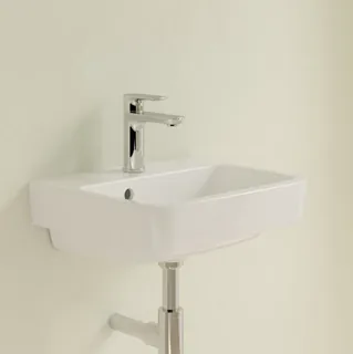 Раковина, Villeroy&Boch, O.Novo, шгв 450*370*110, отверстия для смесителя-1 сквозное, 2 промаркированных, AntiBac, цвет-альпийский белый