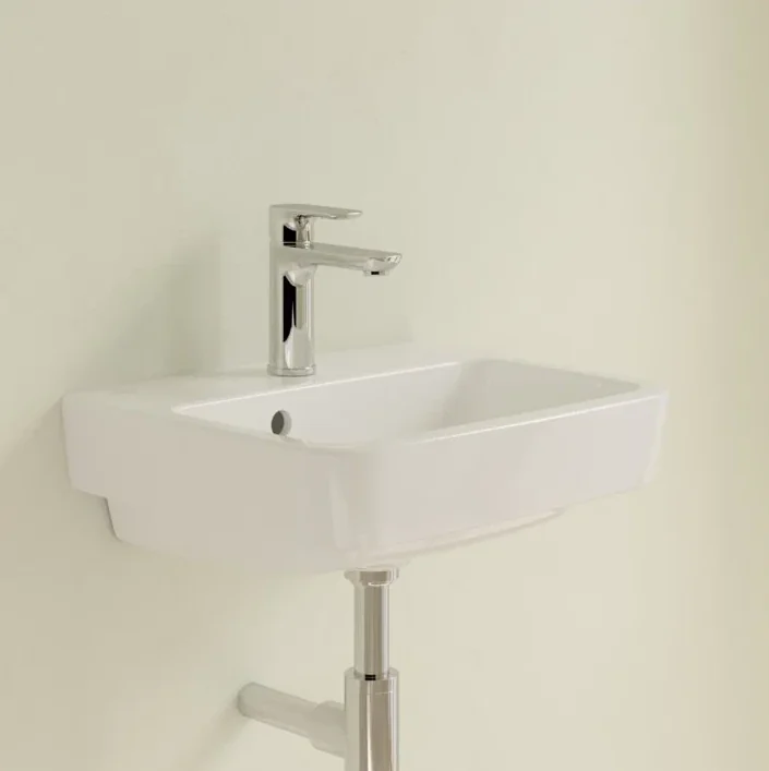 Раковина, Villeroy&Boch, O.Novo, шгв 450*370*110, отверстия для смесителя-1 сквозное, 2 промаркированных, AntiBac, цвет-альпийский белый
