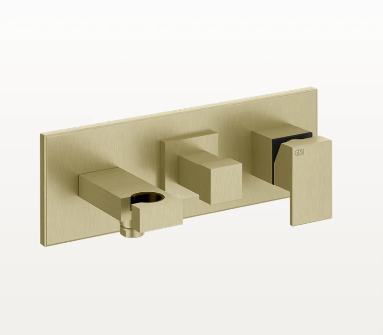 Смеситель для душа, Gessi, Rettangolo, на 2 потребителя, цвет-Brushed Brass PVD