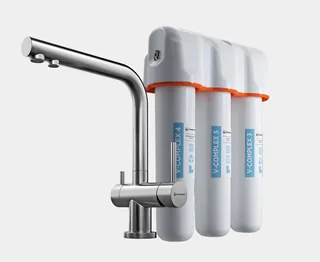 Смеситель для кухни, Omoikiri, Nagano-ES-P, в комплекте-водоочиститель PURE DROP Lite, цвет-сталь