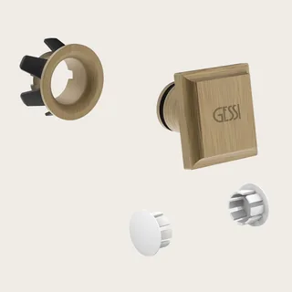 Комплект заглушек, Gessi, VENTI20, декоративная пробка для перелива с пробками для боковых отверстий, цвет-Antique Brass