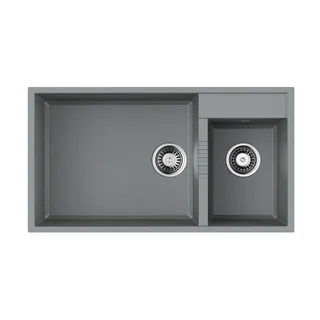 Мойка, OMOIKIRI, Tedori, шгв 850*465*235, отверстия для смесителя-2 промаркированных, чаши-2, цвет-Leningrad grey