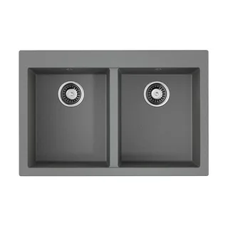 Мойка, OMOIKIRI, Bosen, шгв 800*530*200, отверстия для смесителя-5 промаркированных, чаши-2, цвет-Leningrad grey