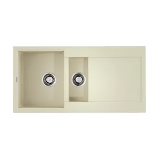 Мойка, OMOIKIRI, Sakaime, шгв 1000*500*200, отверстия для смесителя-отсутствуют, чаши-2, цвет-ваниль