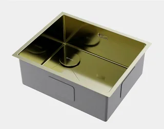 Мойка, Omoikiri, Taki 54-U/IF-L-IN Side SF, шгв 540*440*200, отверстия для смесителя-отсутствуют, цвет-светлое золото