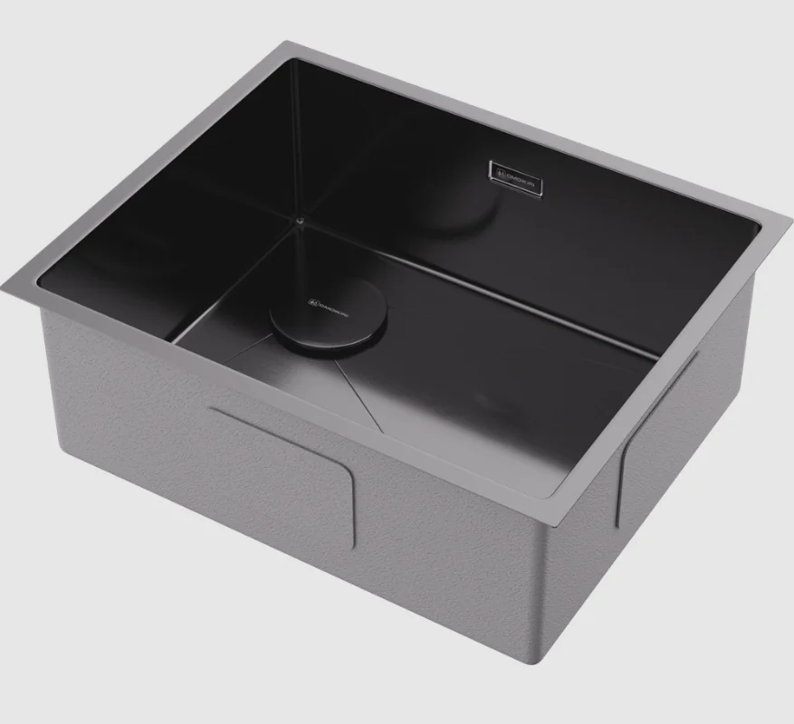 Мойка, Omoikiri, Taki 54-U/IF-L-IN Side SF, шгв 540*440*200, отверстия для смесителя-отсутствуют, цвет-вороненая сталь
