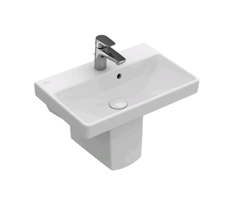 Раковина, Villeroy&Boch, Avento, шгв 550*370*105, отверстия для смесителя-1, CeramicPlus, цвет-камень белый