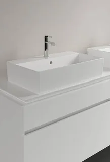 Раковина, Villeroy&Boch, Memento 2.0, шгв 600*420*90, отверстия для смесителя-1 сквозное, 2 промаркированных, CeramicPlus, цвет-камень белый