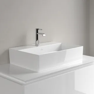 Раковина, Villeroy&Boch, Memento 2.0, шгв 600*420*90, отверстия для смесителя-1 сквозное, 2 промаркированных, цвет-альпийский белый