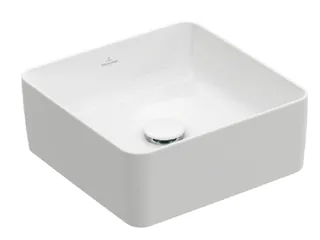 Раковина, Villeroy&Boch, Collaro, шгв 380*380*145, отверстия для смесителя-отсутствуют, CeramicPlus, цвет-Stone White