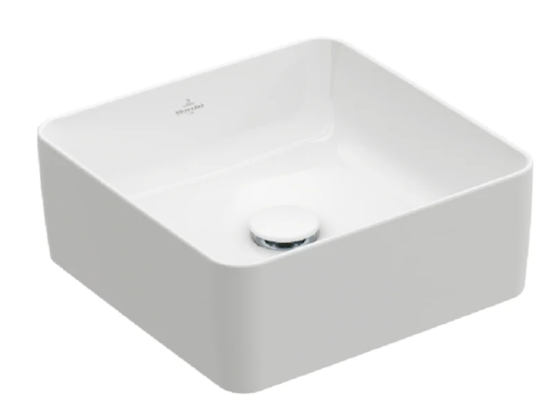 Раковина, Villeroy&Boch, Collaro, шгв 380*380*145, отверстия для смесителя-отсутствуют, CeramicPlus, цвет-Stone White