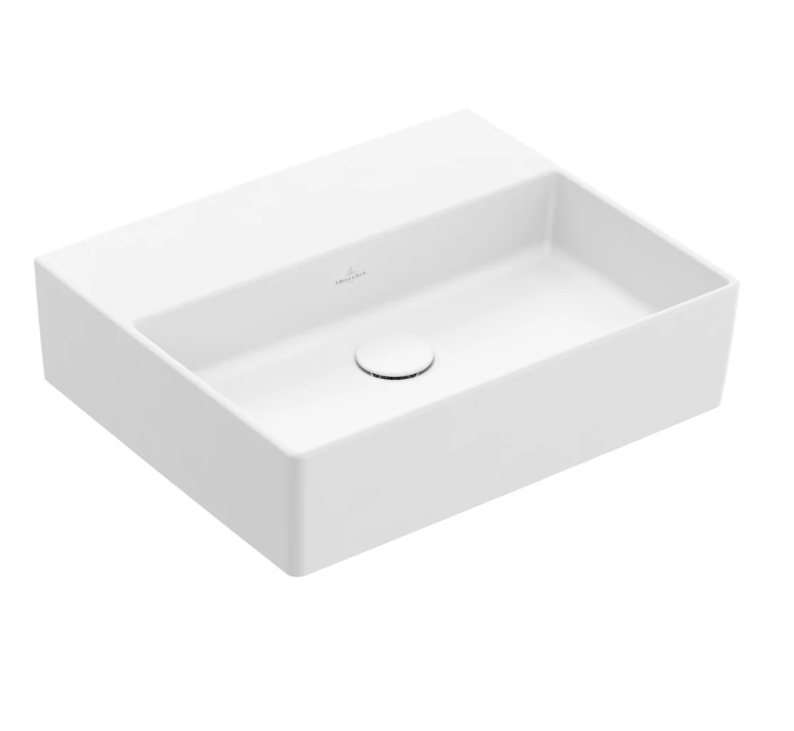 Раковина, Villeroy&Boch, Memento 2.0, шгв 500*420*135, отверстия для смесителя-отсутствуют, CeramicPlus, цвет-камень белый