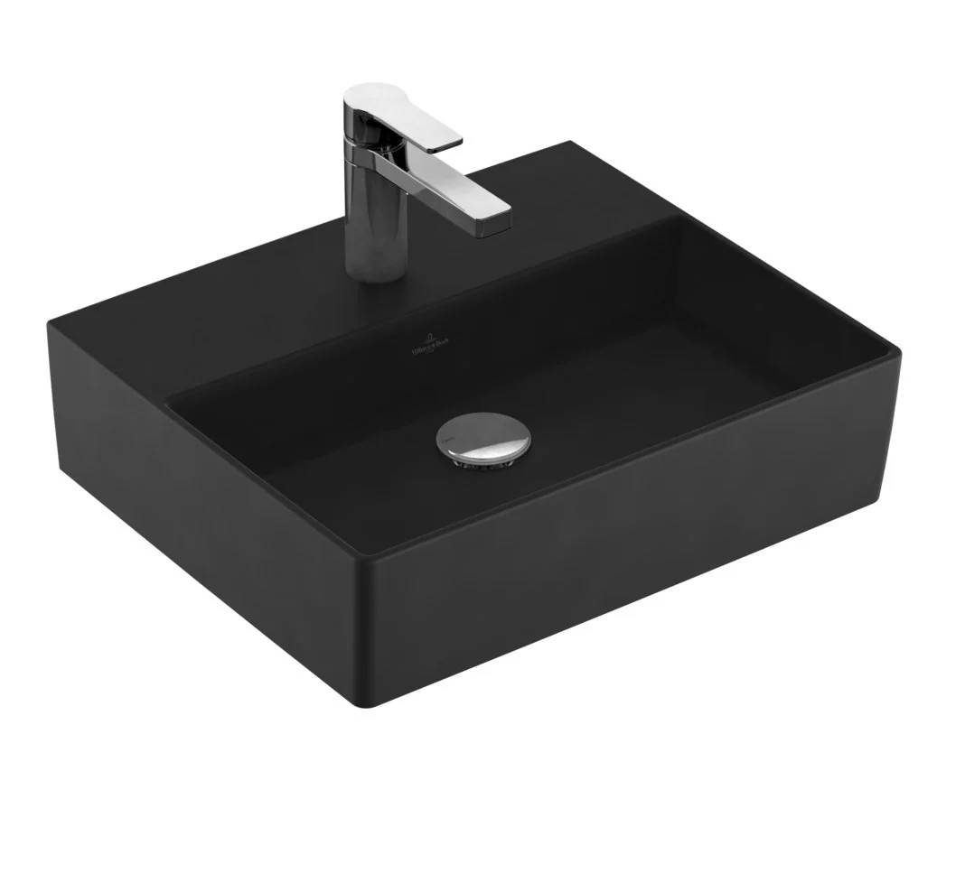Раковина, Villeroy&Boch, Memento 2.0, шгв 500*420*135, отверстия для смесителя-1, CeramicPlus, цвет-Pure Black