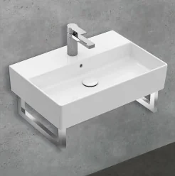 Раковина, Villeroy&Boch, Memento 2.0, шгв 600*420*140, отверстия для смесителя-1 сквозное, 2 промаркированных, цвет-альпийский белый