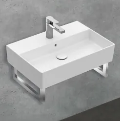 Раковина, Villeroy&Boch, Memento 2.0, шгв 600*420*140, отверстия для смесителя-1 сквозное, 2 промаркированных, CeramicPlus, цвет-альпийский белый