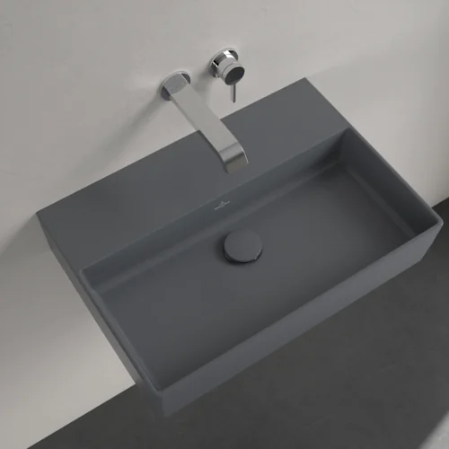 Раковина, Villeroy&Boch, Memento 2.0, шгв 600*420*135, отверстия для смесителя-отсутствуют, CeramicPlus, цвет-Graphite