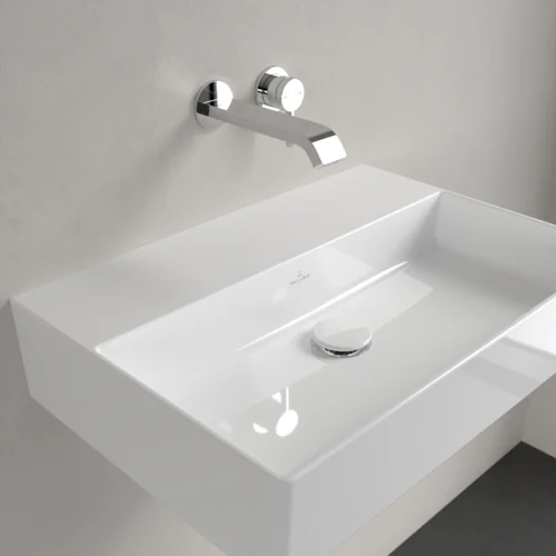 Раковина, Villeroy&Boch, Memento 2.0, шгв 600*420*135, отверстия для смесителя-отсутствуют, CeramicPlus, цвет-камень белый