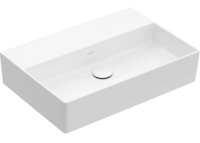 Раковина, Villeroy&Boch, Memento 2.0, шгв 600*420*140, отверстия для смесителя-отсутствуют, CeramicPlus, цвет-камень белый