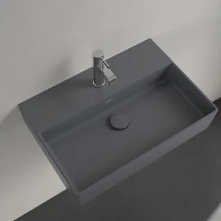 Раковина, Villeroy&Boch, Memento 2.0, шгв 600*420*140, отверстия для смесителя-1 сквозное, 2 промаркированных, CeramicPlus, цвет-Graphite — иконка