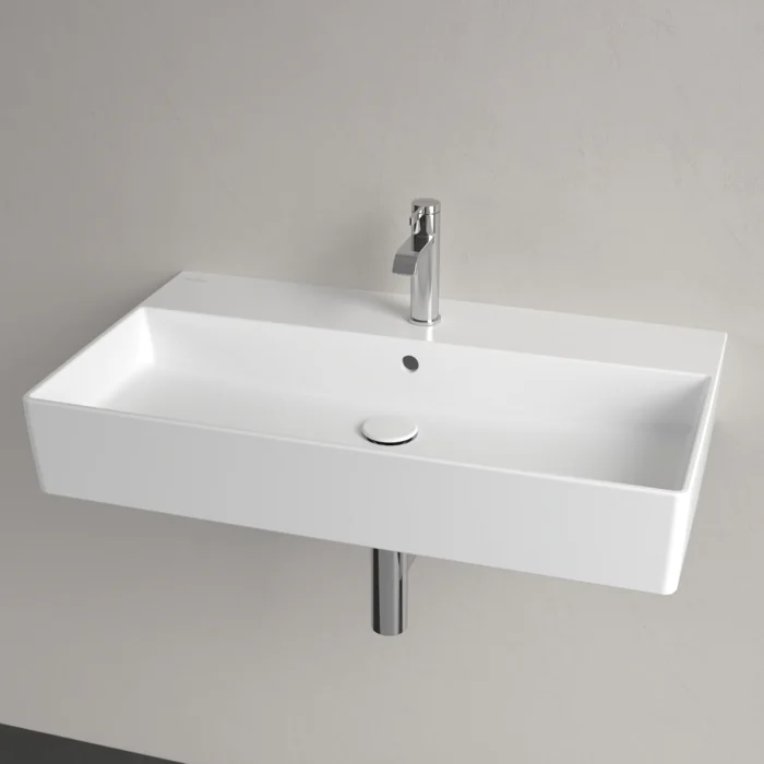 Раковина, Villeroy&Boch, Memento 2.0, шгв 800*470*140, отверстия для смесителя-1 сквозное, 2 промаркированных, цвет-альпийский белый