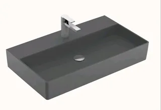 Раковина, Villeroy&Boch, Memento 2.0, шгв 800*470*135, отверстия для смесителя-1 сквозное, 2 промаркированных, CeramicPlus, цвет-графит