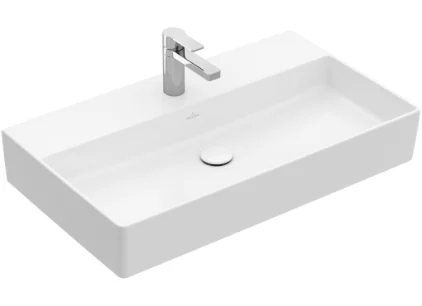 Раковина, Villeroy&Boch, Memento 2.0, шгв 800*470*135, отверстия для смесителя-1 сквозное, 2 промаркированных, CeramicPlus, цвет-альпийский белый