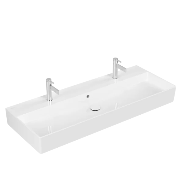 Раковина, Villeroy&Boch, Memento 2.0, шгв 1200*470*150, отверстия для смесителя-2, CeramicPlus, цвет-альпийский белый