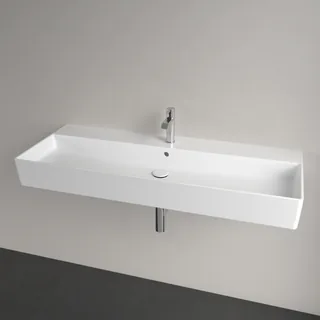 Раковина, Villeroy&Boch, Memento 2.0, шгв 1200*470*135, отверстия для смесителя-1 сквозное, 2 промаркированных, CeramicPlus, цвет-альпийский белый