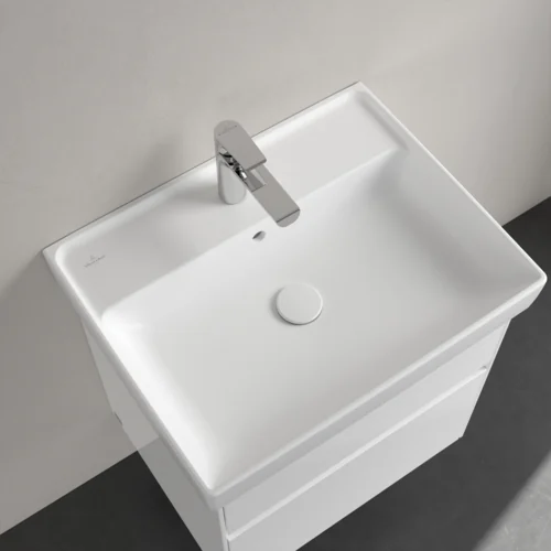 Раковина, Villeroy&Boch, Collaro, шгв 600*470*160, отверстия для смесителя-1 сквозное, 2 промаркированных, цвет-альпийский белый