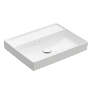 Раковина, Villeroy&Boch, Collaro, шгв 600*470*160, отверстия для смесителя-отсутствуют, CeramicPlus, цвет-камень белый