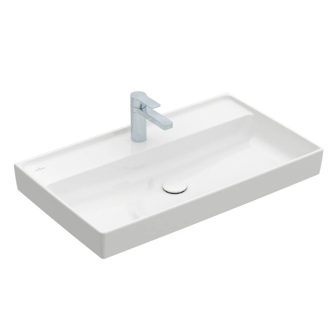 Раковина, Villeroy&Boch, Collaro, шгв 800*470*160, отверстия для смесителя-1 сквозное, 2 промаркированных, CeramicPlus, цвет-альпийский белый