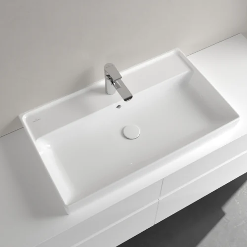 Раковина, Villeroy&Boch, Collaro, шгв 800*470*160, отверстия для смесителя-1 сквозное, 2 промаркированных, цвет-альпийский белый
