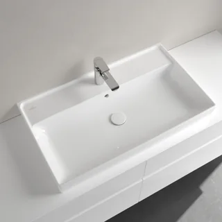 Раковина, Villeroy&Boch, Collaro, шгв 800*470*160, отверстия для смесителя-1 сквозное, 2 промаркированных, CeramicPlus, цвет-альпийский белый