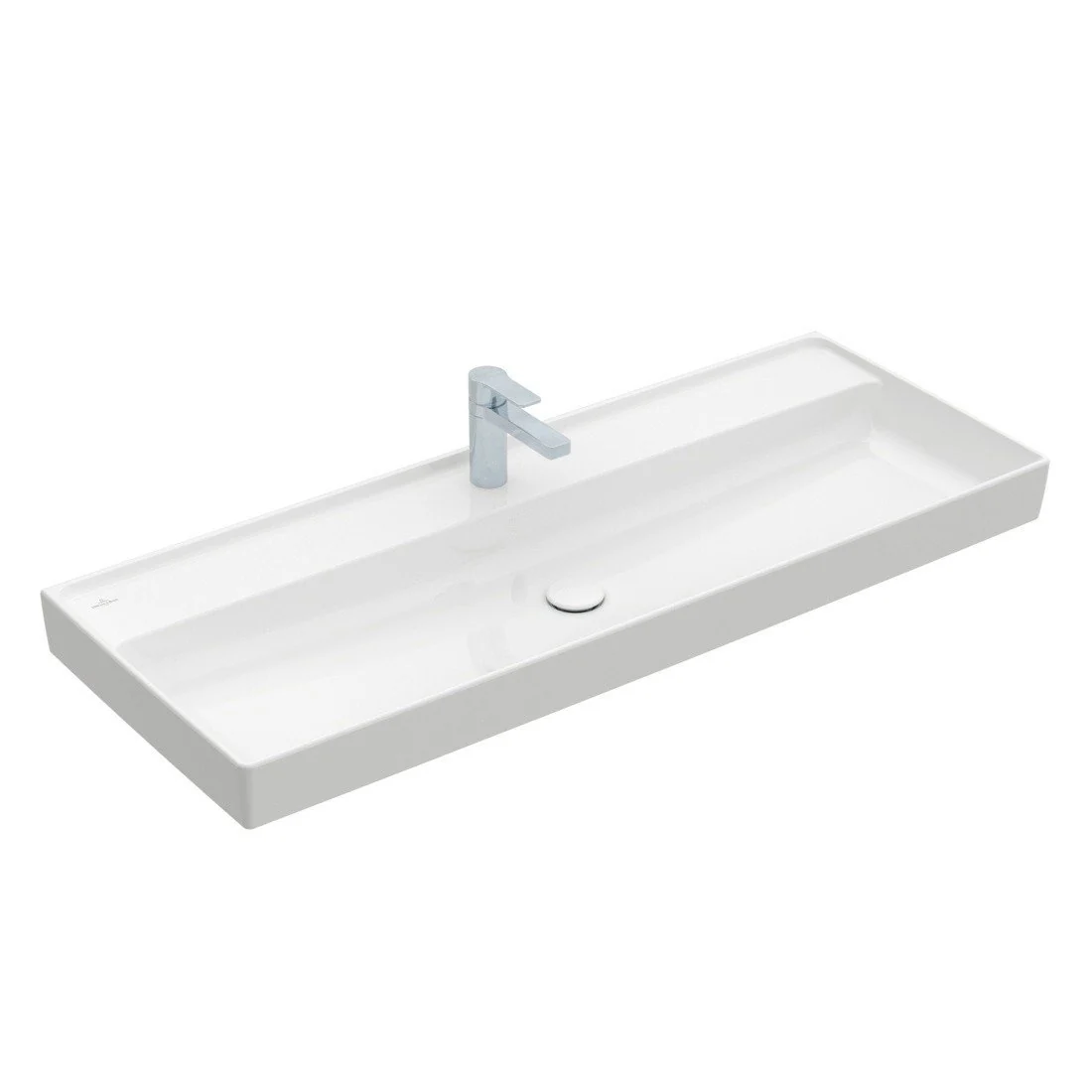 Раковина, Villeroy&Boch, Collaro, шгв 1200*470*160, отверстия для смесителя-1 сквозное, 2 промаркированных, CeramicPlus, цвет-камень белый
