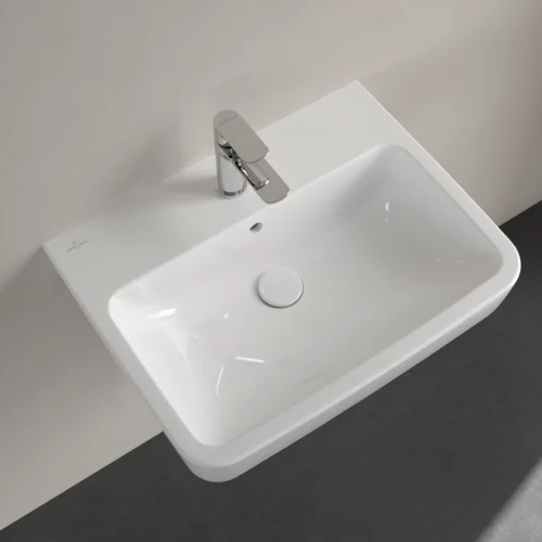 Раковина, Villeroy&Boch, O.Novo, шгв 600*460*125, отверстия для смесителя-1 сквозное, 2 промаркированных, AntiBac, цвет-альпийский белый